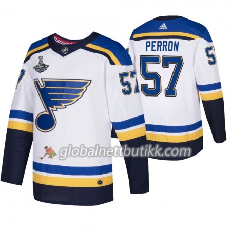 St. Louis Blues Hockeydrakt David Perron 57 Adidas 2019 Stanley Cup Champions Hvit Authentic - Herre